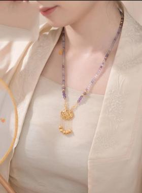 铃兰花平安锁18k金新中式项链