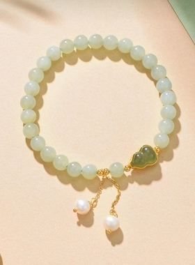 抖音同款天然玉石淡水贝珠手链女