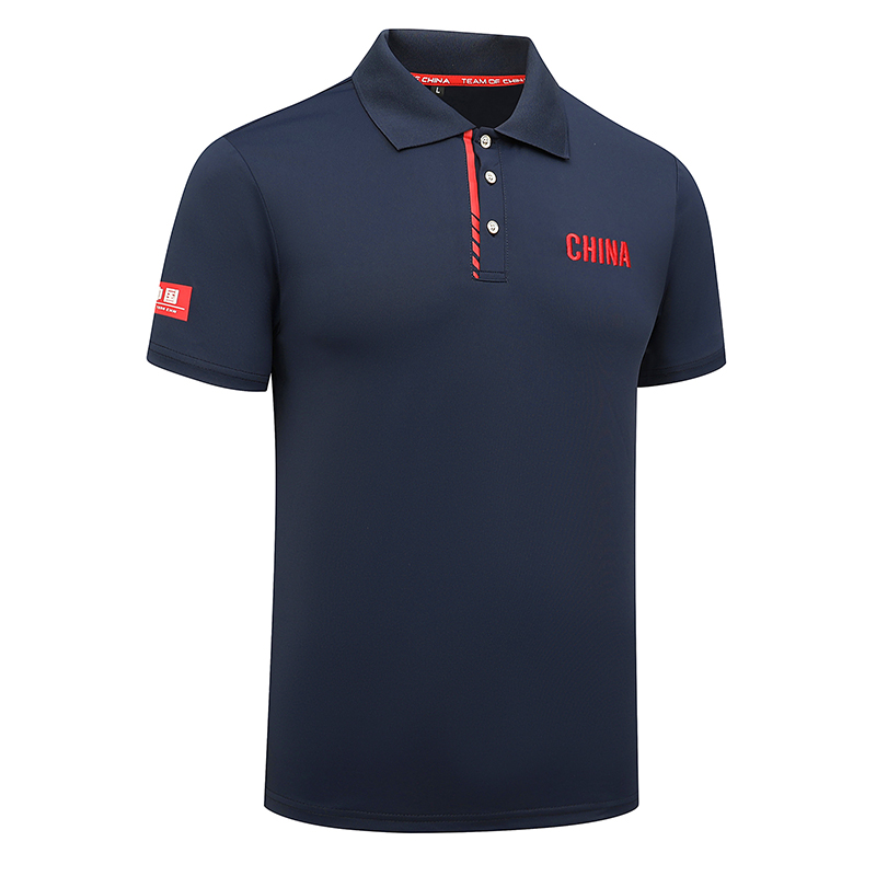 2025国服运动服乒乓球服男女夏短袖翻领POLO衫儿童羽毛球教练 - 图1