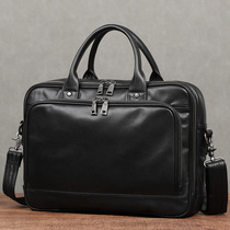 Headlayer Bull Leather Mens Bag Business Travel Briefcase Mens Handbag Genuine Leather Official Documents Bag Computer Backpack Man