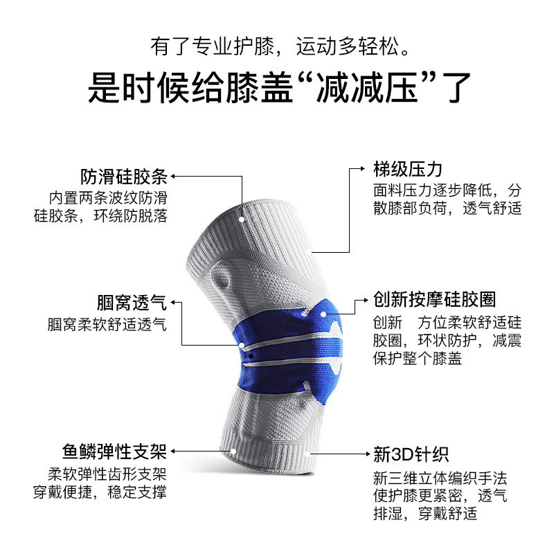 户外登山健身跑步骑行髌骨护膝盖针织运动保暖防滑护膝硅胶套护具 - 图3