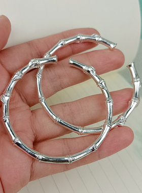 听白手作竹子银手镯99足银