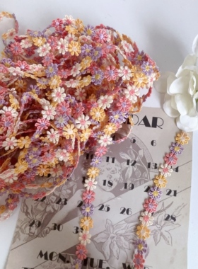 彩色渐变立体水溶刺绣花朵花边DIY服装辅料装饰配件手工制作材料
