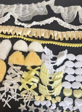 甜美蕾丝花边蝴蝶结爱心翅膀毛绒DIY手工制作配件套餐