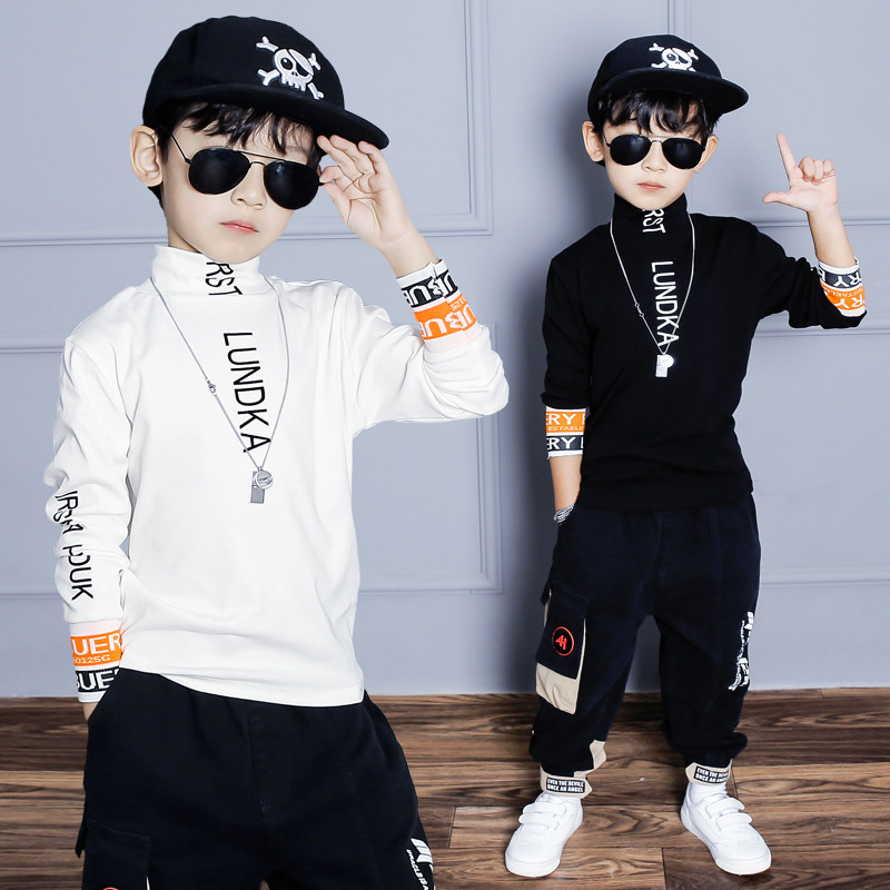 男童长袖t恤秋上衣超好看2025新款冬季纯棉内搭白色半高领打底衫,淘宝优惠券,粉丝福利购,淘宝优惠卷