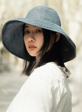 超细亚麻线大檐春夏折叠防晒帽