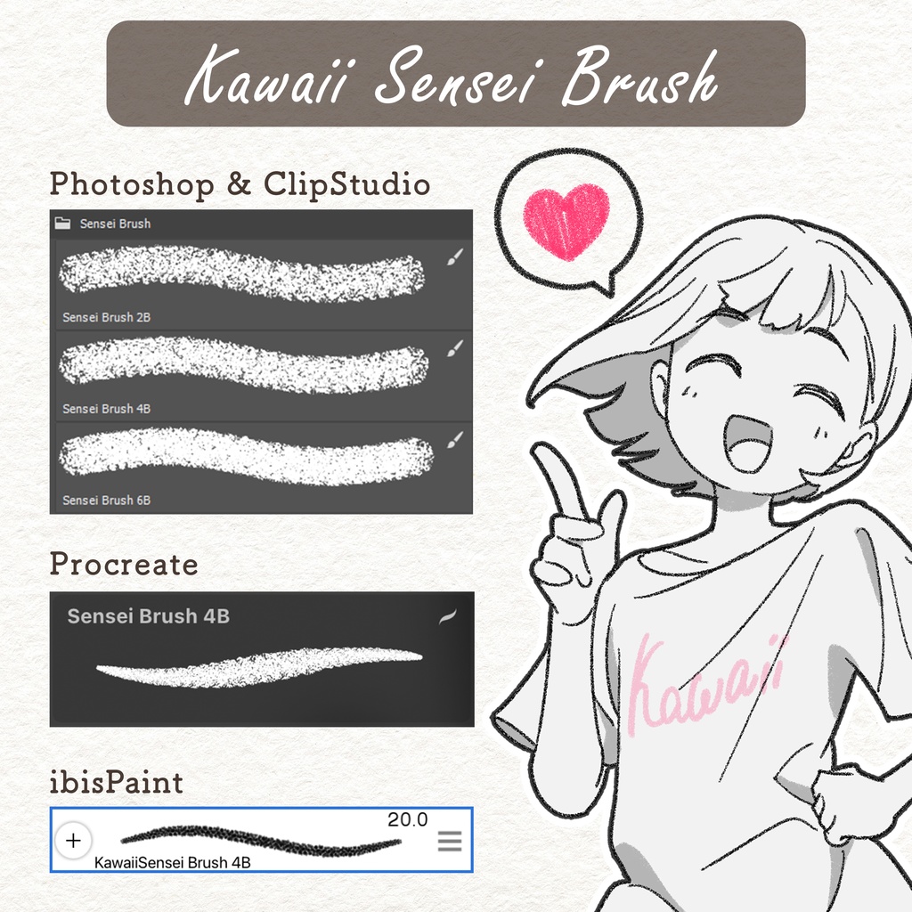 KawaiiSensei Brus ps Photoshop Clipstudio Procreate笔刷 - 图1