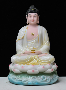 空心汉白玉全堂佛娑婆三圣四圣释迦牟尼地藏王观音菩萨弥勒佛摆件