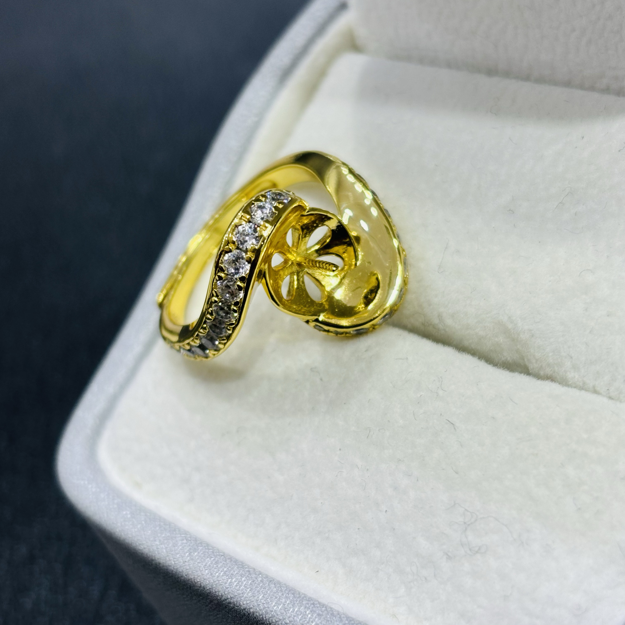 DIY珍珠配件S925纯银精工微镶10-11mm戒指托S形指环 - 图0