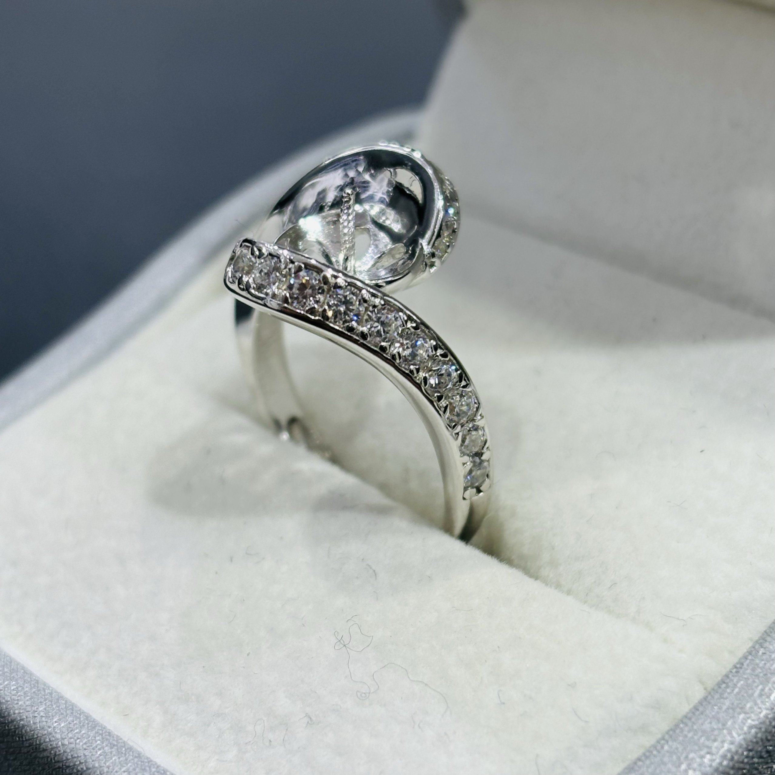 DIY珍珠配件S925纯银精工微镶10-11mm戒指托S形指环 - 图3