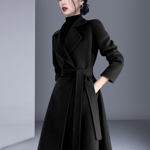 经典时尚设计羊毛呢大衣中长款2025冬季新款修身显瘦名媛气质外套