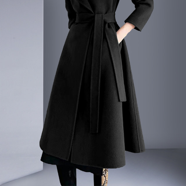 经典时尚设计羊毛呢大衣中长款2025冬季新款修身显瘦名媛气质外套