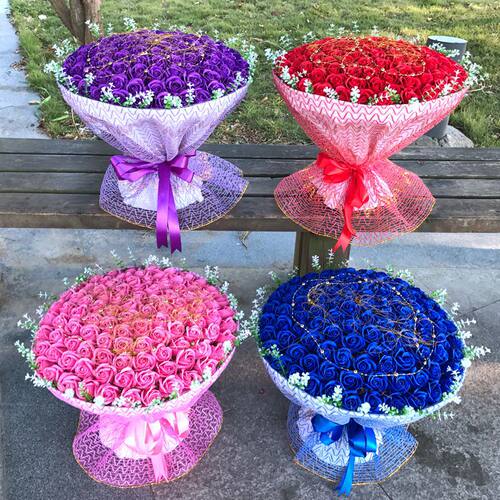 新款99朵仿真玫瑰花束成品香皂玫瑰花束生日情人节元旦圣诞节礼品 - 图2