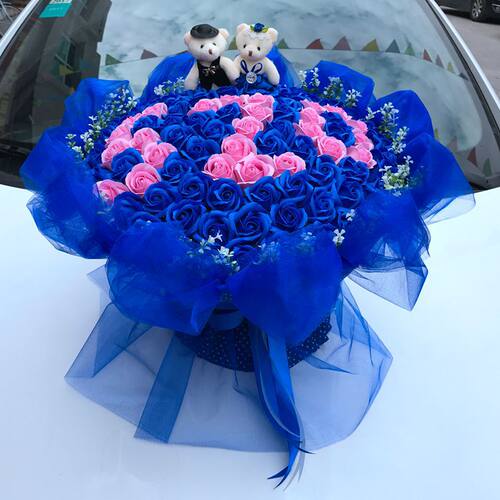 新款99朵仿真玫瑰花束成品香皂玫瑰花束生日情人节元旦圣诞节礼品 - 图0
