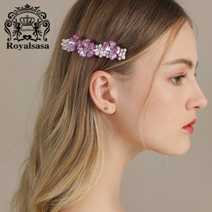 皇家莎莎发夹韩国发卡横夹头饰品水钻马尾弹簧夹盘发夹发饰品顶夹