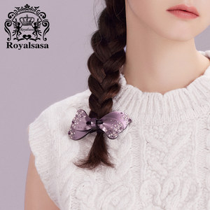 皇家莎莎发饰 日韩国版仿水晶蝴蝶结发夹顶夹横夹弹簧夹盘发头饰