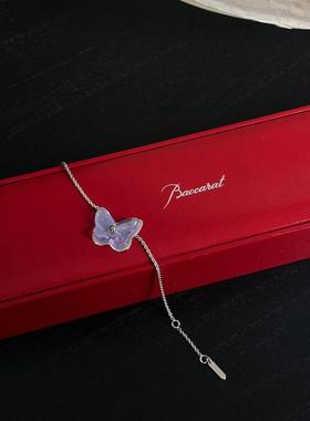 二手商品不退不换巴@拉B@ccarat紫色蝴蝶水晶手链有盒