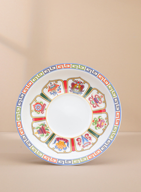 陶瓷藏式彩绘八吉祥供碗