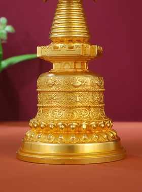 黄铜藏式鎏金噶当塔摆件