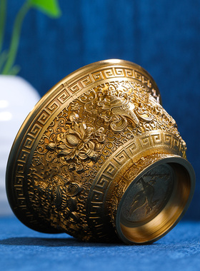 纯铜雕花西藏密宗供佛杯