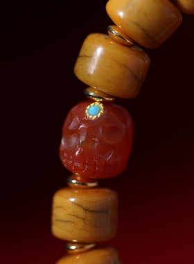 藏式牛骨玛瑙阿呆民族风手链