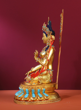 藏式白度母镶嵌宝石双莲座款