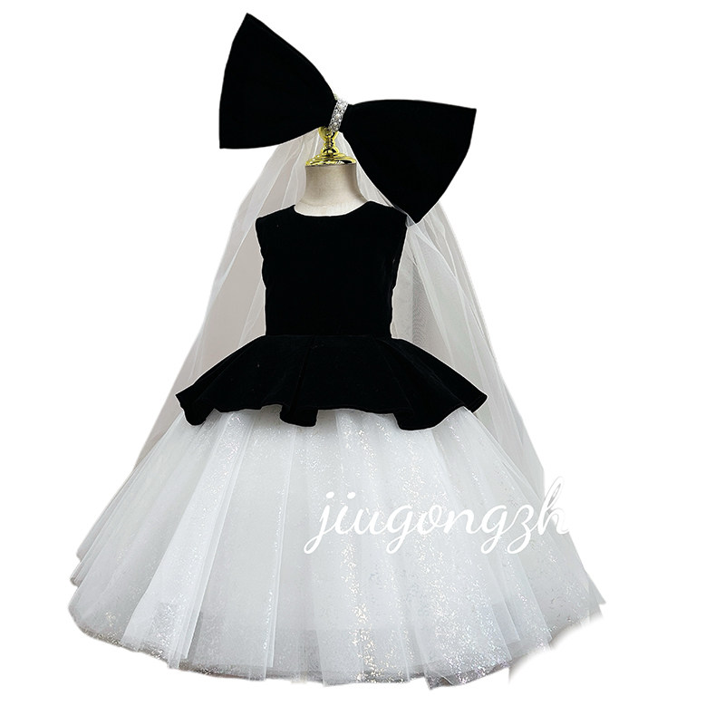 女童礼服黑色无袖赫本风儿童生日公主裙洋气女孩走秀钢琴演出比赛,淘宝优惠券,粉丝福利购,淘宝优惠卷