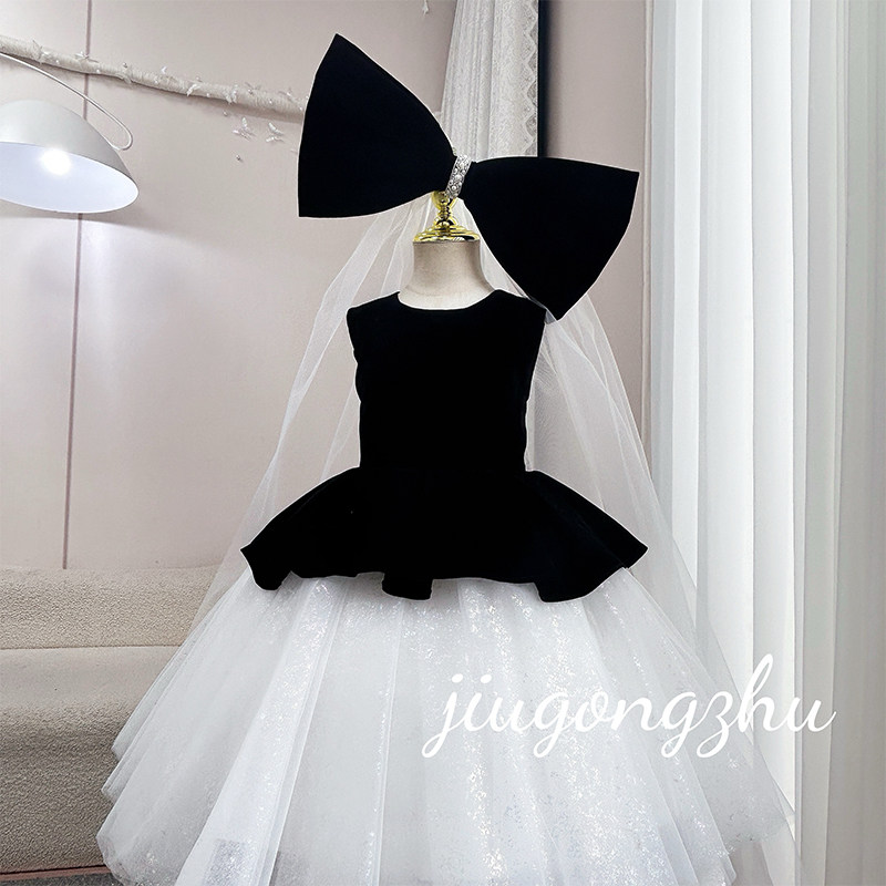 女童礼服黑色无袖赫本风儿童生日公主裙洋气女孩走秀钢琴演出比赛,淘宝优惠券,粉丝福利购,淘宝优惠卷