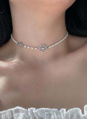 轻奢小众珍珠短项链choker颈链女
