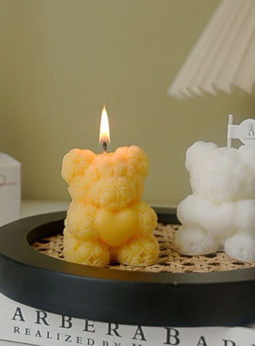 玫瑰小熊香薰蜡烛情人节礼物卧室氛围感香氛家居candle摆件