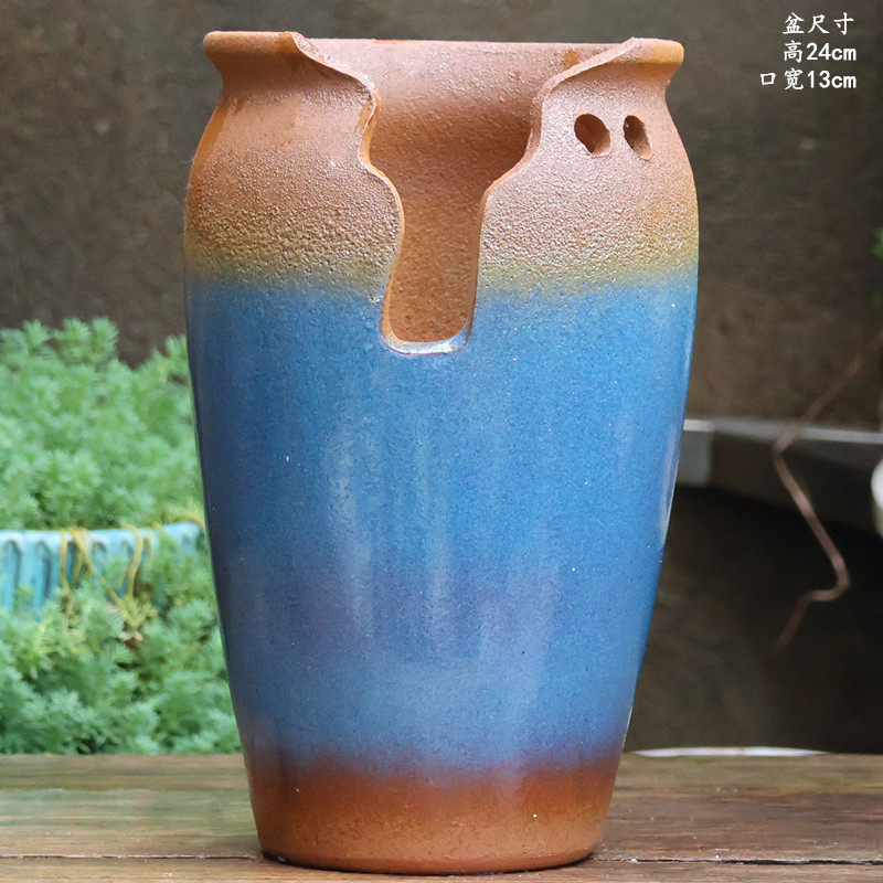 复古陶瓷缺口悬崖老桩多肉植物紫砂瘦高大号切口粗陶透气陶罐花盆,淘宝优惠券,粉丝福利购,淘宝优惠卷