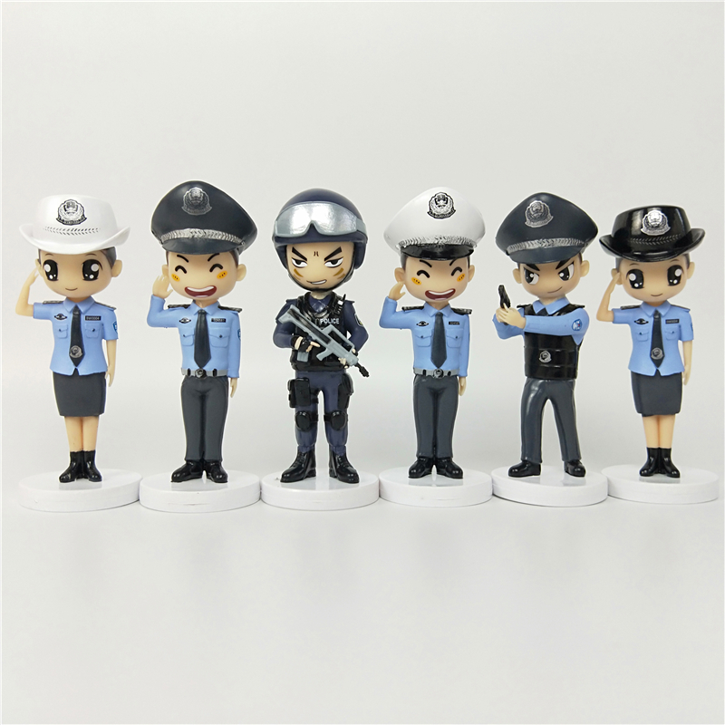 警察公仔玩具小手办车载生日蛋糕装饰摆件模型玩偶人偶警察节礼品 - 图1