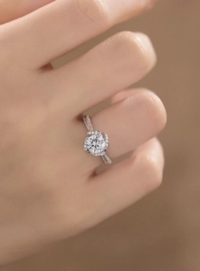 40【玫瑰庄园】D色莫桑微镶女订婚结婚戒指礼物