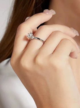 56【围脖款】轻奢简约六爪培育莫桑戒指气质百搭