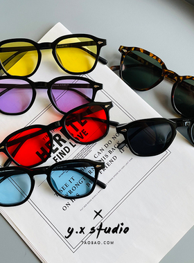 海边度假墨镜黄色韩版潮可配个性