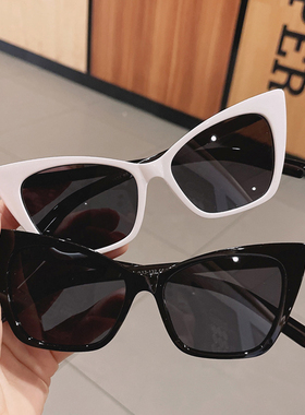欧美复古白色三角猫眼墨镜女潮跨境搞怪复古墨镜太阳眼镜男酷嘻哈