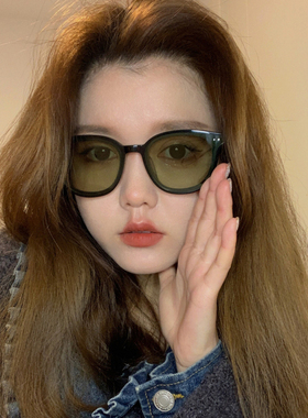 黑框绿色墨镜女高级ins大脸显瘦