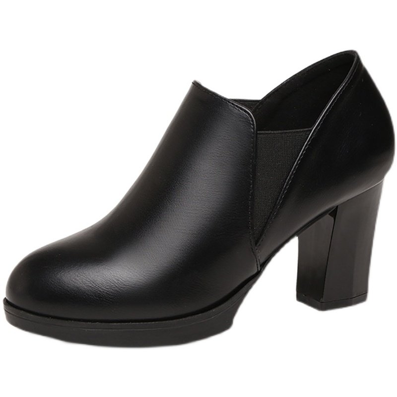 珀伦姿真皮小皮鞋女高跟鞋粗跟单鞋2025春秋季新款中跟模特走秀鞋,淘宝优惠券,粉丝福利购,淘宝优惠卷