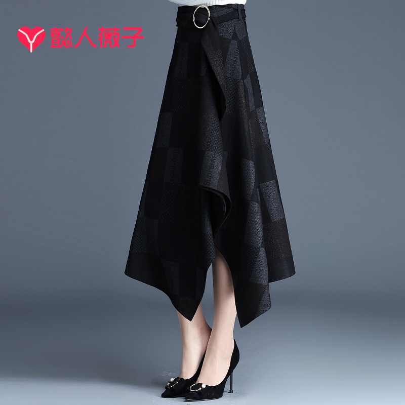 秋冬a字裙格子高腰新款2022半身裙 懿人薇子半身裙