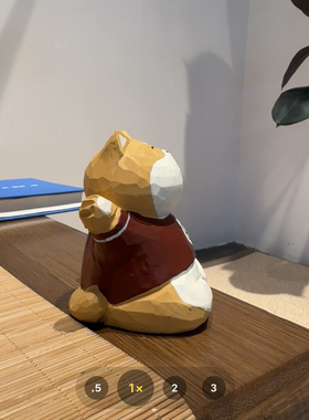 手工旺柴柴犬小狗狗小木雕摆件装饰情绪治愈电脑桌摆件情人节礼物