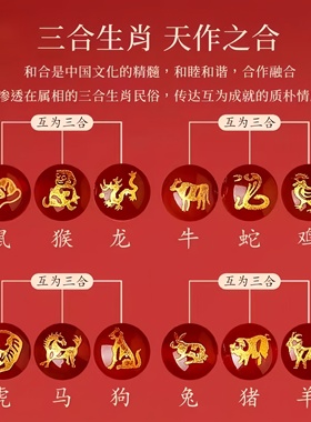 本命年马年朱砂生肖三合男女手串