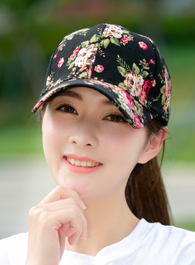 遮阳帽休闲风出游花朵鸭舌帽子