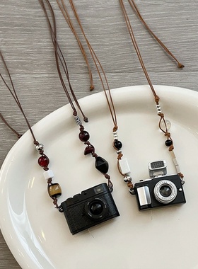 设计感咔嚓闪光有声相机吊坠项链女小众复古个性百搭颈链毛衣链