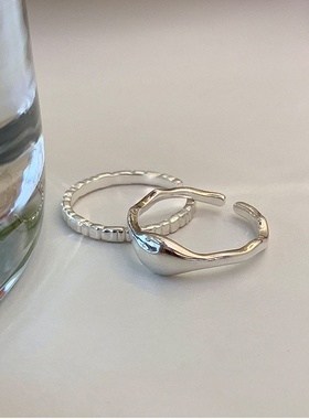 不规则金属开口戒指套装女小众设计感个性简约百搭气质时尚指环