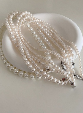 感玻璃珍珠项链女法式复古个性简约百搭气质优雅颈链锁骨链