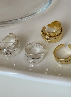 夸张复古几何字母金属开口戒指女欧美个性独特时尚百搭指环戒子