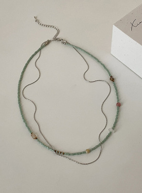 国风新中式天然石串珠双层项链女轻奢复古优雅个性百搭颈链锁骨链