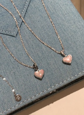贝母滴油双面爱心项链女简约感温柔小众精致百搭颈链锁骨链