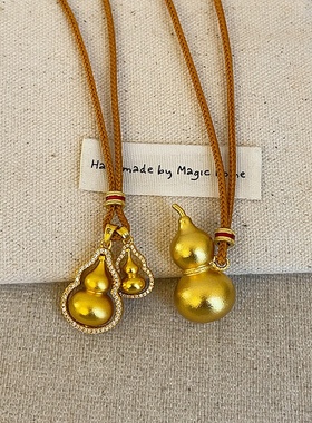 锆石葫芦吊坠编织绳项链女复古新中式时尚百搭颈链毛衣链