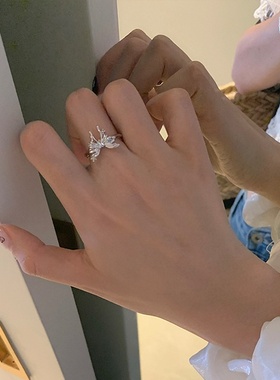 不规则彩色锆石蝴蝶金属开口戒指女设计感小众个性百搭指环戒子